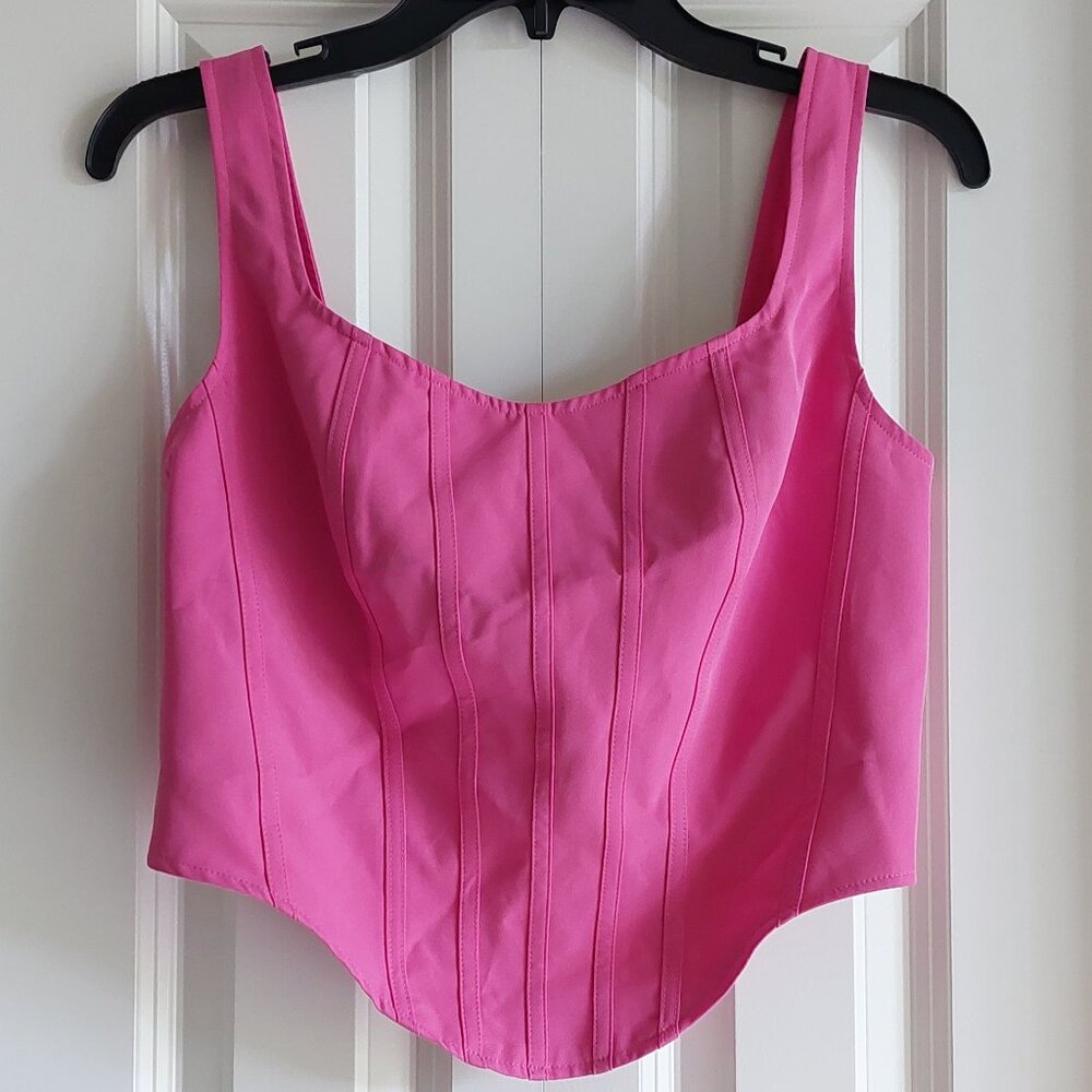 Sincerely Jules Pink Crop Back-Zip Tank Top Women's Size M